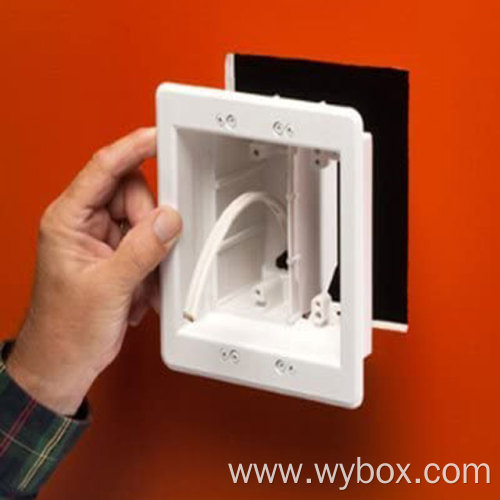 Recessed TV Box Wall Plate Kit Paintable 2-Gang, White non-metallic combination power and low voltage TV BOX Kit